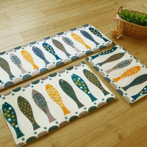 Fish Door Mat Hall Bathroom Kitchen Household Carpet Absorbent Non-slip Coral Velvet Rug Carpet Carpet Felt Tape