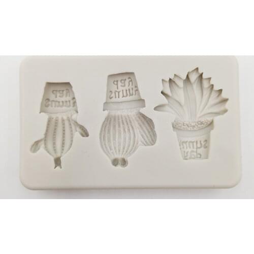 Minsunbak Cake Tool Cactus Flower Pot Silicone Mold Green Plant Series Cake Decoration Chocolate DIY Baking Tools