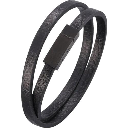 Fashion Jewelry Black Leather Bracelet for Women Pulseras Mujer