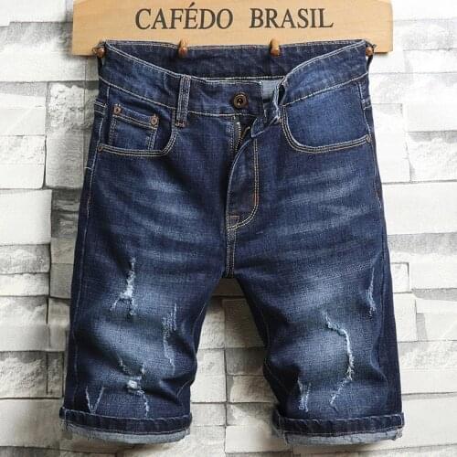 Mens Jeans Ripped Shorts 2021 Summer New Fashion Casual Vintage Slim Fit Denim Shorts Male Retro Five-points Pants