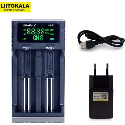 NEW Liitokala Lii-S2 18650 Battery Charger 1.2V 3.7V 3.2V AA/AAA 26650 21700 NiMH li-ion battery Smart Charger+ 5V 2A plug