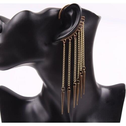 New Winter Spike Pendant Chain Dangle Drop Cuff Earrings for Girls Jewelry
