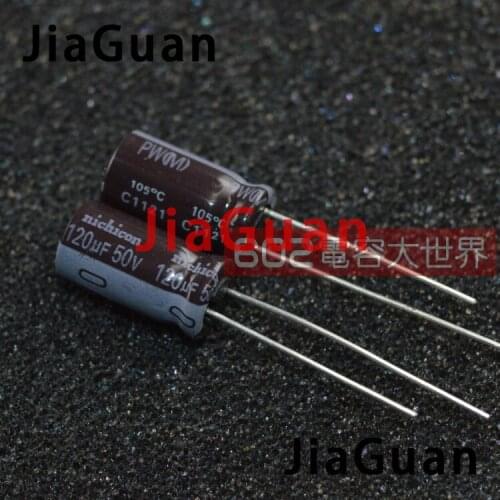 50PCS NEW NICHICON PW 50V120UF 8x16MM electrolytic capacitor 50V 120UF High frequency long life pw 120uF/50V