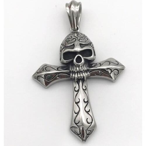 New style men 316 stainless steel cross pendant Send leather rope necklace 001