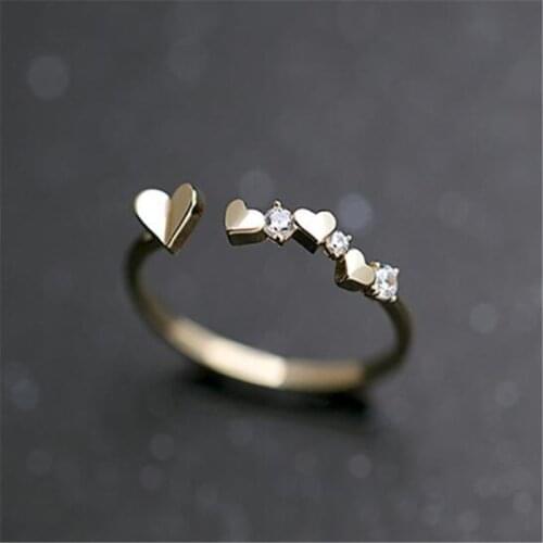 Charming Female Party Crystal Heart Ring Ring for Women Accessories Adjustable Opening Finger Jewelry Gifts