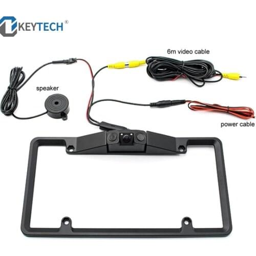OkeyTech 3 In 1 Parking Sensor Night Vision Licence Plate LED Waterproof Radar Reversing Camera Dash Camera With 2 Sensors