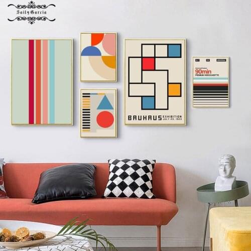 Nordic Retro Geometric Pattern Poster Abstract Line Canvas Painting Wall Art Prints Pictures for Living Room Home Cuadros Decor