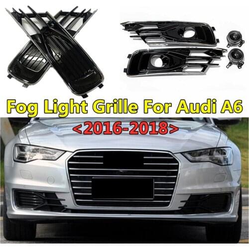 WL 2pcs Original Car Replacement Accessories Front Lower Bumper Cover Fog Light Grille For Audi A6 2016 2017 2018 Foglamp Frame