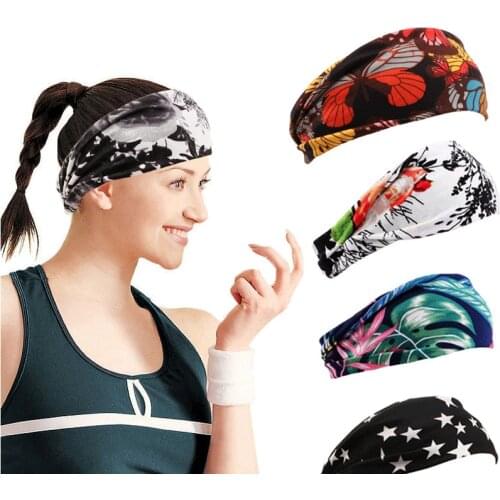Bohemian floral print Yoga Hair Bands Sports Turban Womens Headbands Quick Dry New Fashion Wide Elastic Running Headwear