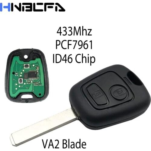 2 Buttons 433Mhz Remote Car Key For Peugeot 307 fit For Citroen C1 C3 VA2 Blade Key Shell With ID46 Chip