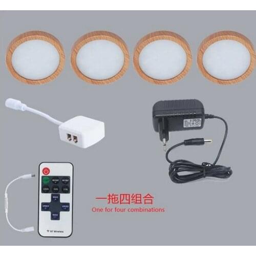 Remote Control LED Under Cabinet Light Kitchen Puck Lights Wardrobe Lamp Cupboard Closet Night Lighting 2.5W 12V DC Cabinet Led