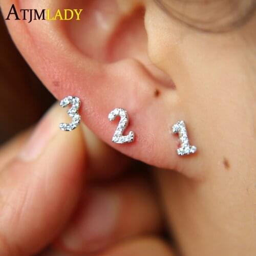 Earcuff Oorbellen Earings 925 sterling silver 1 2 3 Earring For Baby Gift Simple minimal Delicate Cz Cute Sets simple jewelry