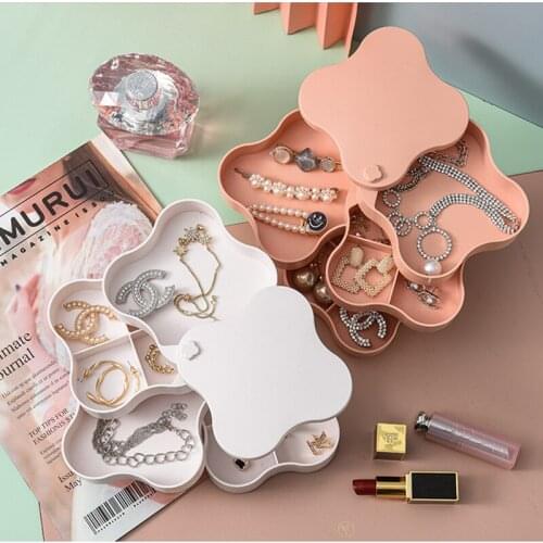 Rotating Head Jewelry Storage Box Earrings Necklace Hairpin Head Rope Large Capacity Household Delicate Storage Display Rack