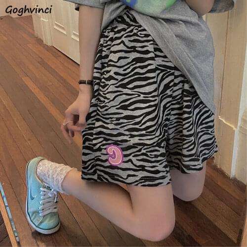 Shorts Women Zebra Striped All-match Fashion Harajuku Baggy Versatile Summer Students Wide Leg Trousers Soft Streetwear Straight