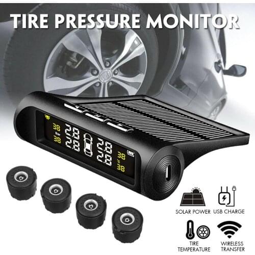 Smart TPMS Car Tire Pressure Monitoring System Solar Power Digital LCD Display Auto Security Alarm Systems Tyre Pressure Bar PSI