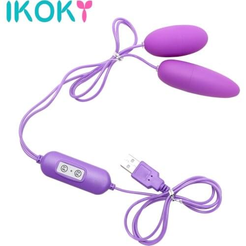 IKOKY Sex Toys for Women Female 2 Shapes Vibrating Eggs USB Vibrators Dildo Realistic Multispeed 12 Frequency Adult Product