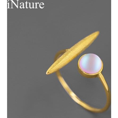 INATURE Punk Style 925 Sterling Silver Circle Bar Geometric Opening Finger Ring Personality Jewelry