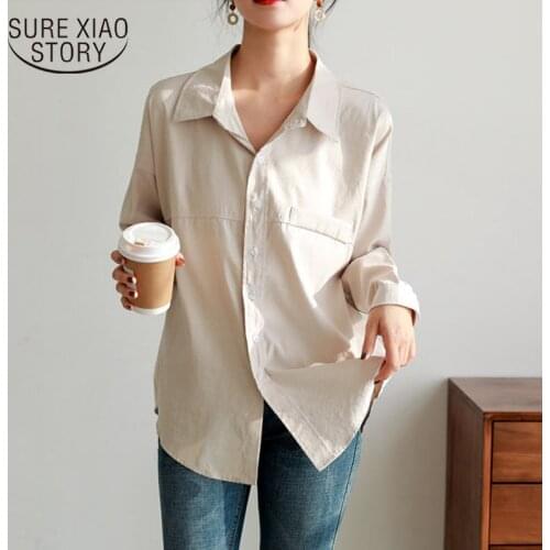 White Shirts Women 2020 New Loose Long Sleeve Shirt and Blouse Blusas Mujer De Moda Turn-down Collar Casual Ladies Tops 11117