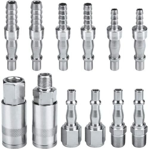 12Pcs British Compressed Air Connectors 1/4 Inch BSP Quick Connector Coupling Plug For Hose Compressor Fittings