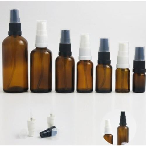 12 x Travel Empty Refillable Amber Glass Cream Shampoo Lotion pump bottle 100ml 5/3oz 1oz 2/3oz 1/3oz 1/2oz 1/6oz