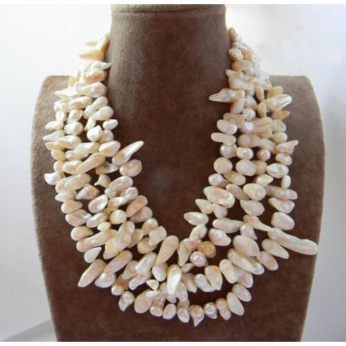 18'' 4Strands White Wing Baroque Freshwater Pearl Necklace