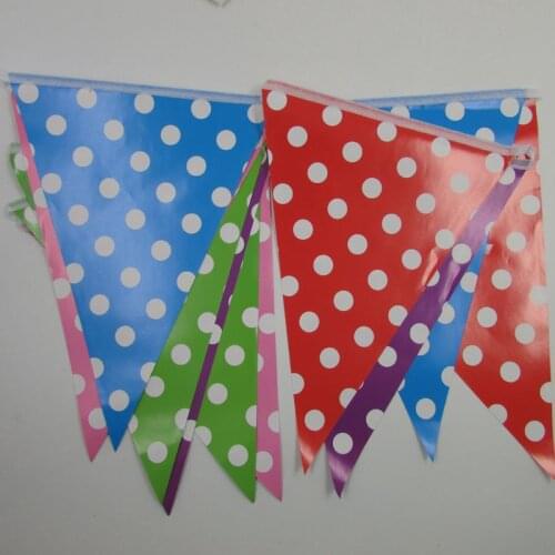 2.5m colorful DOT style double sides printing 10 pieces sewing banners party birthday flag decoration
