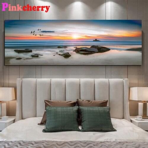 5 d diamond mosaic Natural scenery, sunset beach For Living Room Home Decor diamond Painting embroidery mosaic