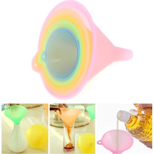 5 Pcs/Set 5 Size Candy Color Liquid Oil Funnel Liquid Transfer Funnel Anti-fouling Durable Funnel Kitchen Lab Funnel Supplies