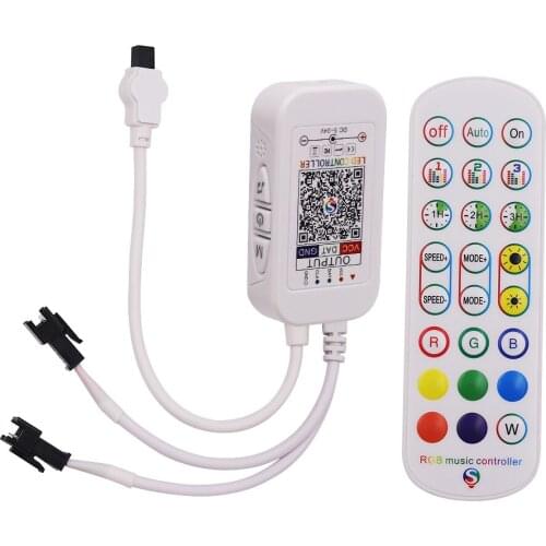6A RGB Controller Bluetooth Music Remote Control 24key Kit For WS2811 WS2812B LED Strip 5-24V Dual Output Full Color Controller