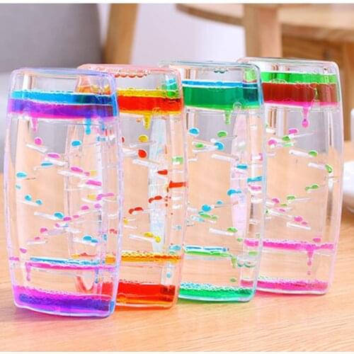 Acrylic Creative Square Floating Oil Liquid Bubble Motion Timer Hour Glass Ladder Home Desk Decor Random Color
