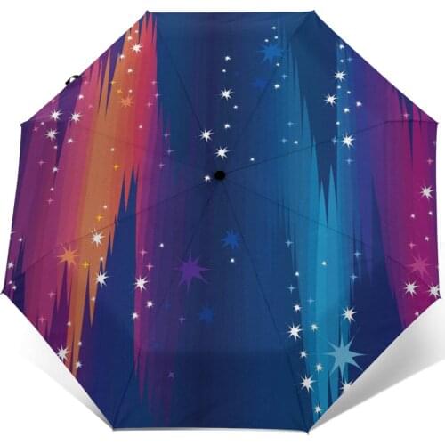 Automatic Umbrella Northern Lights With Stars three-fold umbrella women men rain umbrella