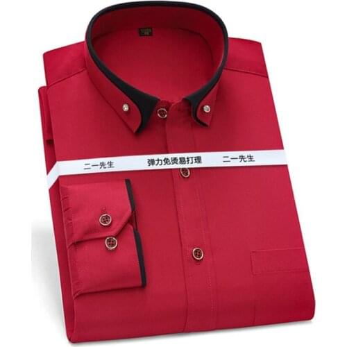 Men Plus Size Shirt 8xl 9xl 10xl 12xl 13xl autumn Spring red Blue Long Sleeve Business Big Size Fashion Work Dress Shirt