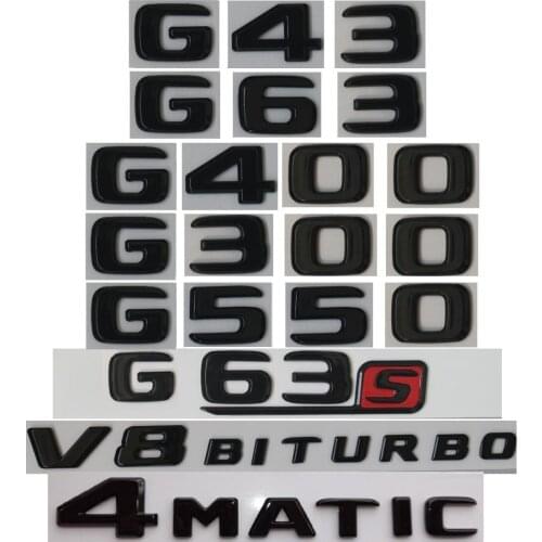 Flat Gloss Glossy Black Trunk Letters Emblem Emblems Badge for Mercedes Benz G43 G63 G500 4MATIC AMG G550 V8 BITURBO 17-19