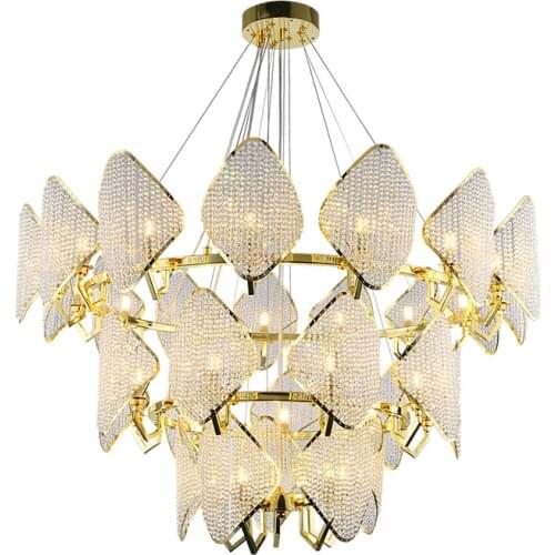 Crystal chandelier gold luxury living room crystal LED chandelier hotel hall decoration lamp