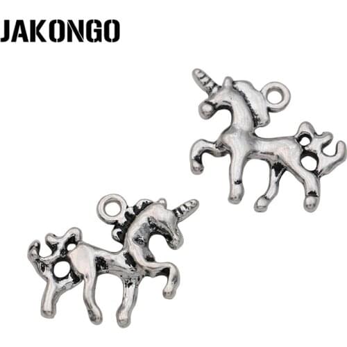 JAKONGO 20pcs Tibetan Silver Plated Unicorn Charms Pendants Jewelry Making DIY Handmade Accessories 16X20mm