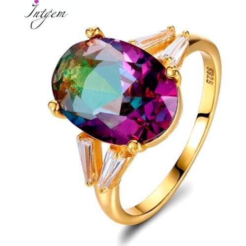 925 Silver Ring Ladies Color Tourmaline Ring Oval 10*14MM Fashion Party Wedding Valentine Gift Fine Jewelry Rings Wholesale