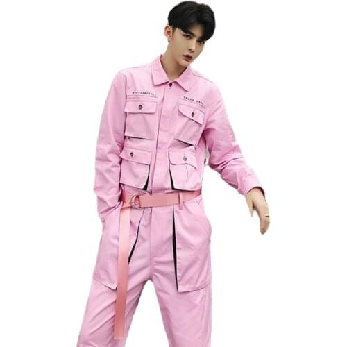 Spring Autumn Fashion streetwear Jumpsuit Men Rompers One Piece Overalls Mens Casual Multi Pockets Design Pants Male Clothes