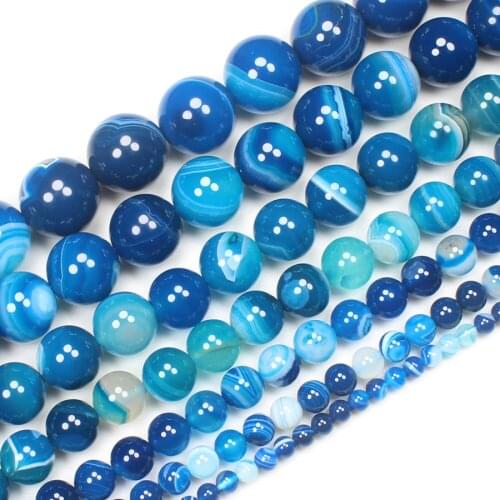 Blue Stripe Agate 4-16mm Round Loose Beads 15inch ,DIY Jewelry Making ! We provide mixed wholesale for all items
