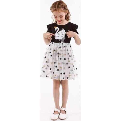 LZH Summer Dress For Kids Clothes Child Girl Costume 2021 New Splicing Baby Girl Dresses Short Sleeve Clothes For Teens 3-8 Year