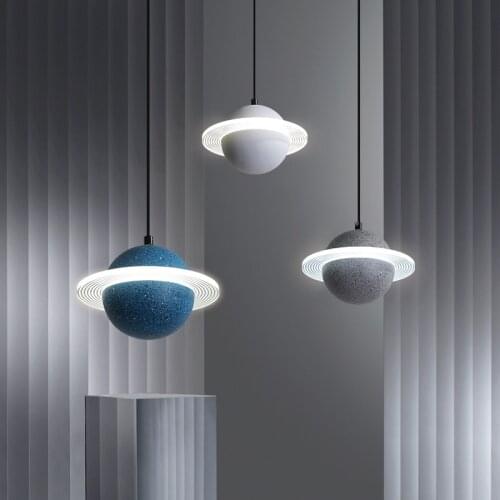 Minimalist Modern Nordic LED Pendant Light Bedroom Bedside Resin Single Head Hanging Lamp Creative Bar Kitchen Island Fixtures