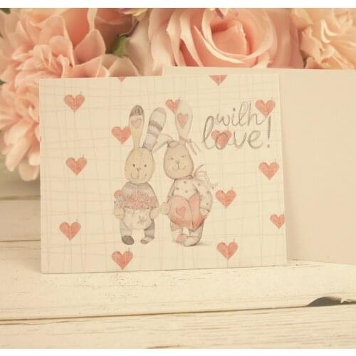 Multi-use 50pcs Mini with love rabbit heart design Scrapbooking party invitation DIY Decor gift party card