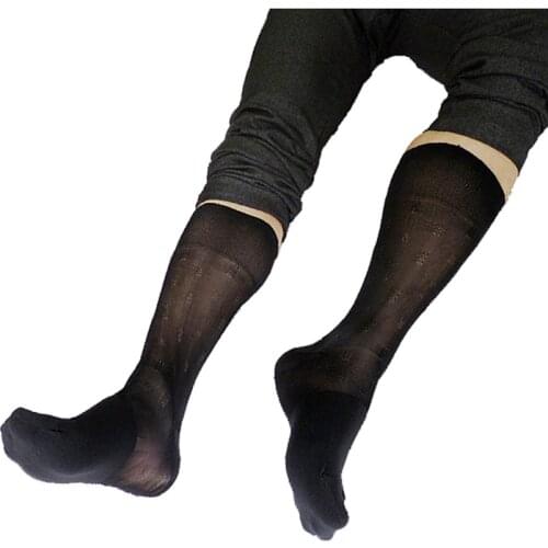 Mans Formal Silk Socks Ultra Thin Sexy Male Hose Leather Shoes' Socks for Male Softy Dress Suits Socks