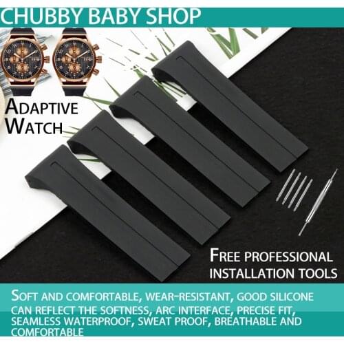 Soft watchband Black Rubber silicone Watch Band 28mm Fit For Porsche strap Design World Timer for P6750 free tools