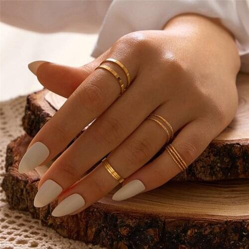 Modyle Gold Silver Color Round Hollow Geometric Rings Set For Women Fashion Twist Open Ring Joint Ring Female Jewelry