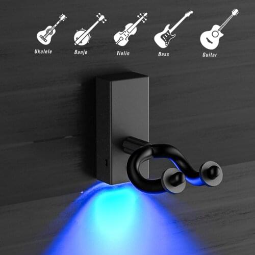 NAOMI Wall Mount Guitar Hanger Hook Illuminated LED Display Ambient Lighting Non-slip Holder Stand For Acoustic/Electric Guitar