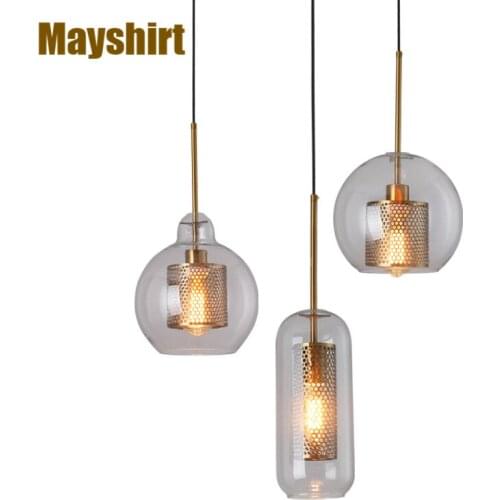 Nordic Glass Pendant Lights Modern Bar Lamp Living Room Bedroom Kitchen Hanging Light Fixtures Metal Industrial Lamp Loft Decor