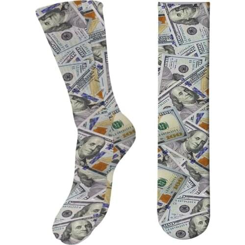 New 3D Printing Dollar Funny Pattern Socks Women Men Long Sock Fashion Unisex Personality Knee Socks Cotton Cake Sox