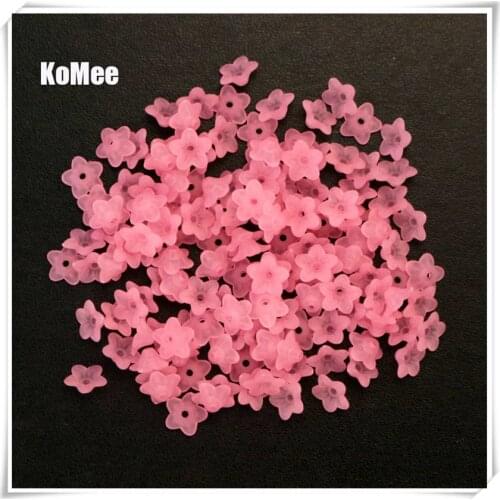 Wholesale High Quality 10mm 1000pcs Frosted Pink Acrylic Lucite Flower Beads Fit Jewelry DIY Free Shipping