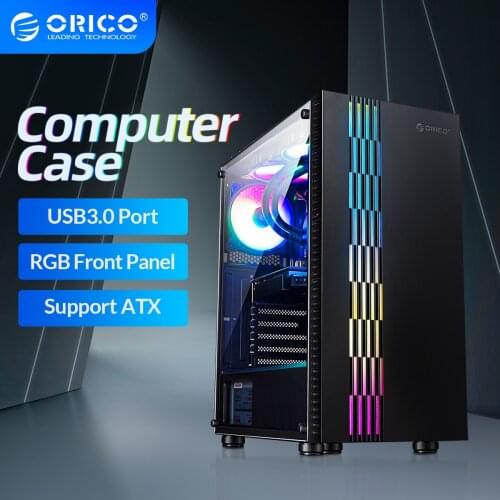ORICO Computer Case USB3.0 PC Gaming Case Tempered Glass Supports ATX M-ATX ITX 345mm Liquid Cooling RGB Fans 360mm GPU
