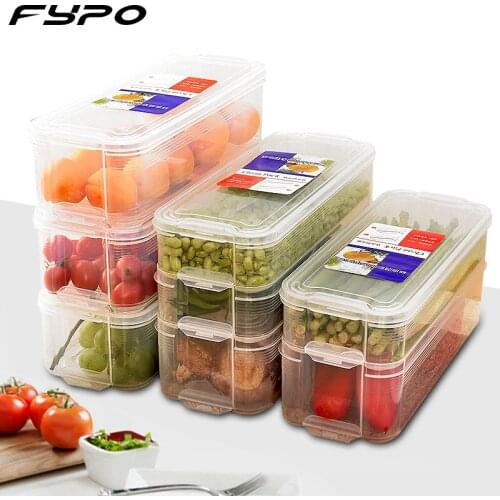 Plastic Storage Bins Fresh Keeping Refrigerator Storage Box Food Containers for Kitchen Fridge Cabinet Freezer Desk Organizer